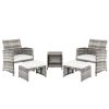 5pcs 2 Chairs 2 Footstools 1 Coffee Table Combination Sofa Gray Gradient