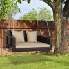 49in Brown Gradient Rattan Beige Cushion Rattan Swing Chair(Swing frames not included)