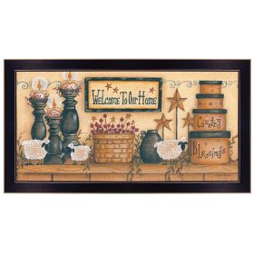 "Welcome to Our Home" By Mary June, Printed Wall Art, Ready To Hang Framed Poster, Black Frame