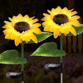 2 Pack Sunflower Solar Lights, Outdoor Solar Garden Lights, Waterproof Decorative LED Landscape Lights for Patio Lawn Yard