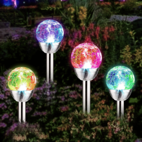 4 Pack Solar Lights Outdoor, Cracked Glass Ball LED Solar Garden Lights