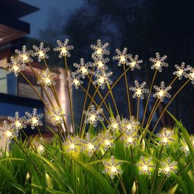 8 Pack Solar Swaying Garden Lawn Floor Lights with Snowflake Design, Outdoor Christmas Pathway