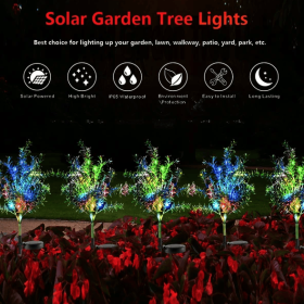 Outdoor Solar Flickering Tree Lights, Multi Color Changing Solar Garden Lights LED Stake Christmas Tree Lights Flower For Garden, Patio