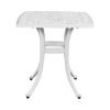 Outdoor Cast Aluminum Square Table, End Table Side Table for Patio Backyard Pool, Cast Aluminum Cocktail Table, Outdoor Bar Table, White