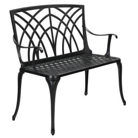 38in Outdoor Orchid Back Aluminum Bench Black