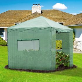 8*8ft Plastic Sprayed Iron Pipe PE Mesh Foldable Greenhouse Shed Green