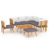 8 Piece Patio Lounge Set with Cushions Solid Acacia Wood