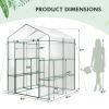 Walk-in Greenhouse with 4 Tiers 8 Shelves PVC Cover Roll-up Zippered Door