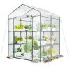 Walk-in Greenhouse with 4 Tiers 8 Shelves PVC Cover Roll-up Zippered Door