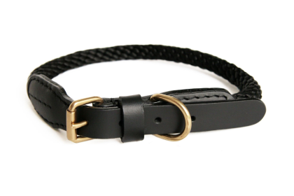 Rope and Leather Collar with Buckle (18 in) (size: 18 in)