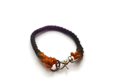 Rope Dog Collar (Color: Black, Orange, and Purple, size: 19 inches)