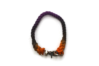 Rope Dog Collar (Color: Black, Orange, and Purple, size: 16 inches)