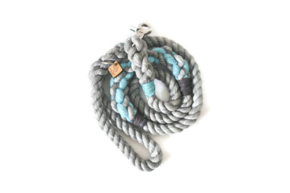 Rope Dog Leash (Color: Grey and Aqua 2, size: 6 ft)