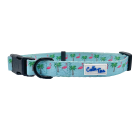 Cutie Ties Fun Design Dog Collar (Color: Flamingo Miami Vice, size: medium)