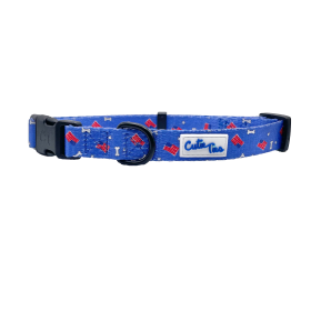 Cutie Ties Fun Design Dog Collar (Color: Red/White/Bones, size: small)