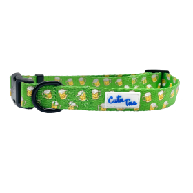 Cutie Ties Fun Design Dog Collar (Color: Green Beer, size: small)