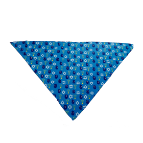 Cutie Ties Tie On Dog Bandana (Color: Hanukkah Blue Dreidel, size: small)