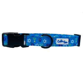 Cutie Ties Fun Design Dog Collar (Color: Hanukkah Blue Dreidel, size: large)