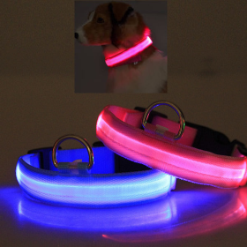 LED PET Safety Halo Style Collar (Color: Hot Pink, size: small)