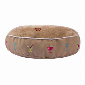 Halo Round Martinis Dog Bed (Color: Safari, size: L)