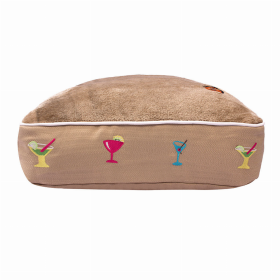 Halo Martinis Rectangular Dog Bed (Color: Safari, size: M)