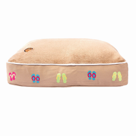 Halo Flip Flops Rectangular Dog Bed (Color: Safari, size: M)