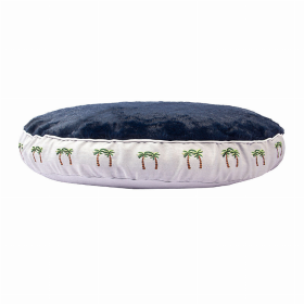 Halo Palm Trees Round Dog Bed (Color: Cashmere Blue, size: M)