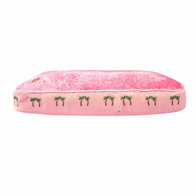 Halo Palm Trees Rectangular Dog Bed (Color: Pink, size: S)