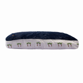 Halo Palm Trees Rectangular Dog Bed (Color: Cashmere Blue, size: M)