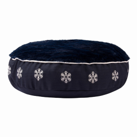 Halo Snowflake Round Dog Bed (Color: EC Navy, size: L)