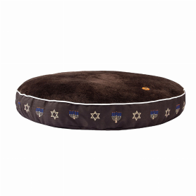 Halo Hanukkah Round Dog Bed (Color: Charcoal, size: M)