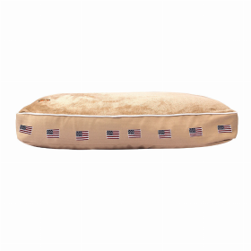 Halo American Flag Rectangular Dog Bed (Color: Safari, size: M)