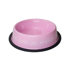 I LOVE YOU SO MUCH Stainless Steel Dog Bowl (Color: Pink, size: 24oz)