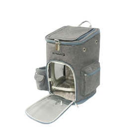 Mr. Peanut's Vancouver Series Backpack Pet Carrier for Smaller Cats and Dogs (Color: Platinum Gray, size: 17 in L X 11 in W X 11 in H)