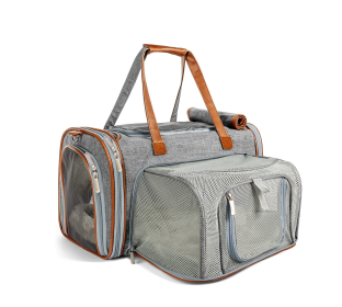 Mr. Peanut's Gold Series Standard Size Expandable Pet Carrier (Color: Platinum Gray, size: 18 in L x 10.5 in W x 11 in H)