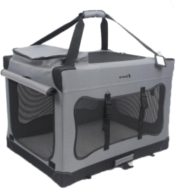 Mr. Peanut's Soft Sided Portable Pet Crate with Lightweight Aluminum Frame (Color: Platinum Gray, size: Medium 24X18X17 in)