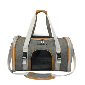 Mr. Peanut's Platinum Series Expandable Pet Carrier (Color: Snowflake Gray, size: 18inLx10.5inWx11inH)