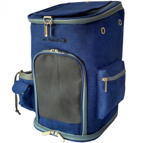 Mr. Peanut's Vancouver Series Backpack Pet Carrier for Smaller Cats and Dogs (Color: Deja Blue, size: 17 in L X 11 in W X 11 in H)