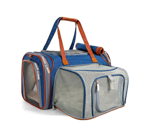 Mr. Peanut's Gold Series Standard Size Expandable Pet Carrier (Color: Deja Blue, size: 18 in L x 10.5 in W x 11 in H)