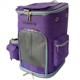 Mr. Peanut's Vancouver Series Backpack Pet Carrier for Smaller Cats and Dogs (Color: Purple, size: 17 in L X 11 in W X 11 in H)