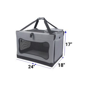 Mr. Peanut's Soft Sided Portable Pet Crate with Lightweight Aluminum Frame (Color: Platinum Gray, size: X Large 36X24X23 in)