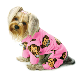 Silly Monkey Fleece Turtleneck Pajamas (Color: Pink, size: XL)