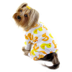 Knit Cotton Pajamas with Yellow Ducky (Color: White, size: small)