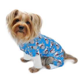 Ultra Soft Plush Minky Silly Sharks Pajamas (Color: Blue, size: large)