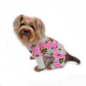 Ultra Soft Plush Minky Bumblebee & Flower Pajamas (Color: Pink, size: small)