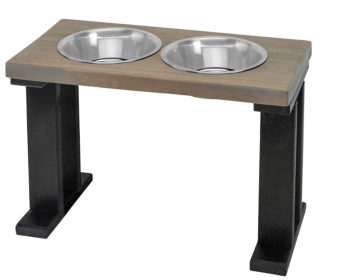 Farmhouse 2 Bowl Elevated Regular Feeder (Color: Black/Gray, size: 16 Inch)