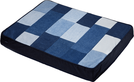 Patched Denim Dog Bed (Color: Indigo, size: large)