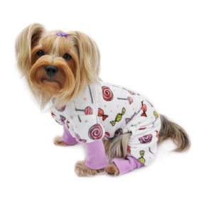 Ultra Soft Plush Minky Sweet Candies Pajamas (Color: White, size: M)