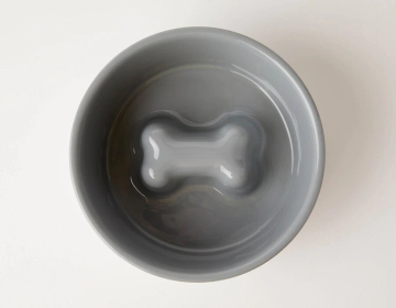 Jax & Bones Bone Slow Feeder Bowl (Color: Grey, size: small)