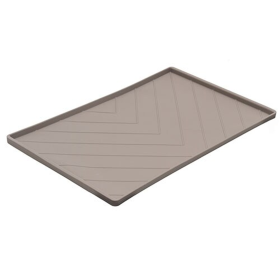 Messy Mutts Silicone Food Mat Raised Edge (Color: Grey, size: Large 24" x 16")